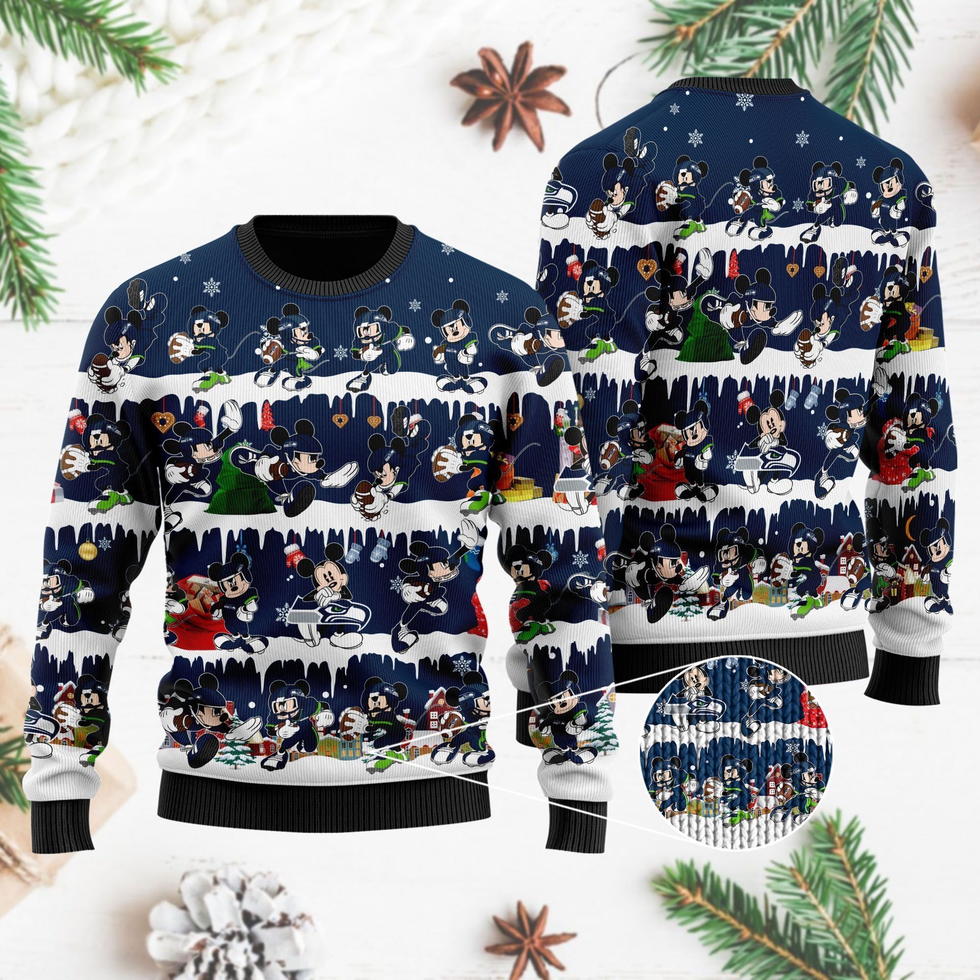 Seattle Seahawks Mickey NFL American Football Ugly Christmas Sweater