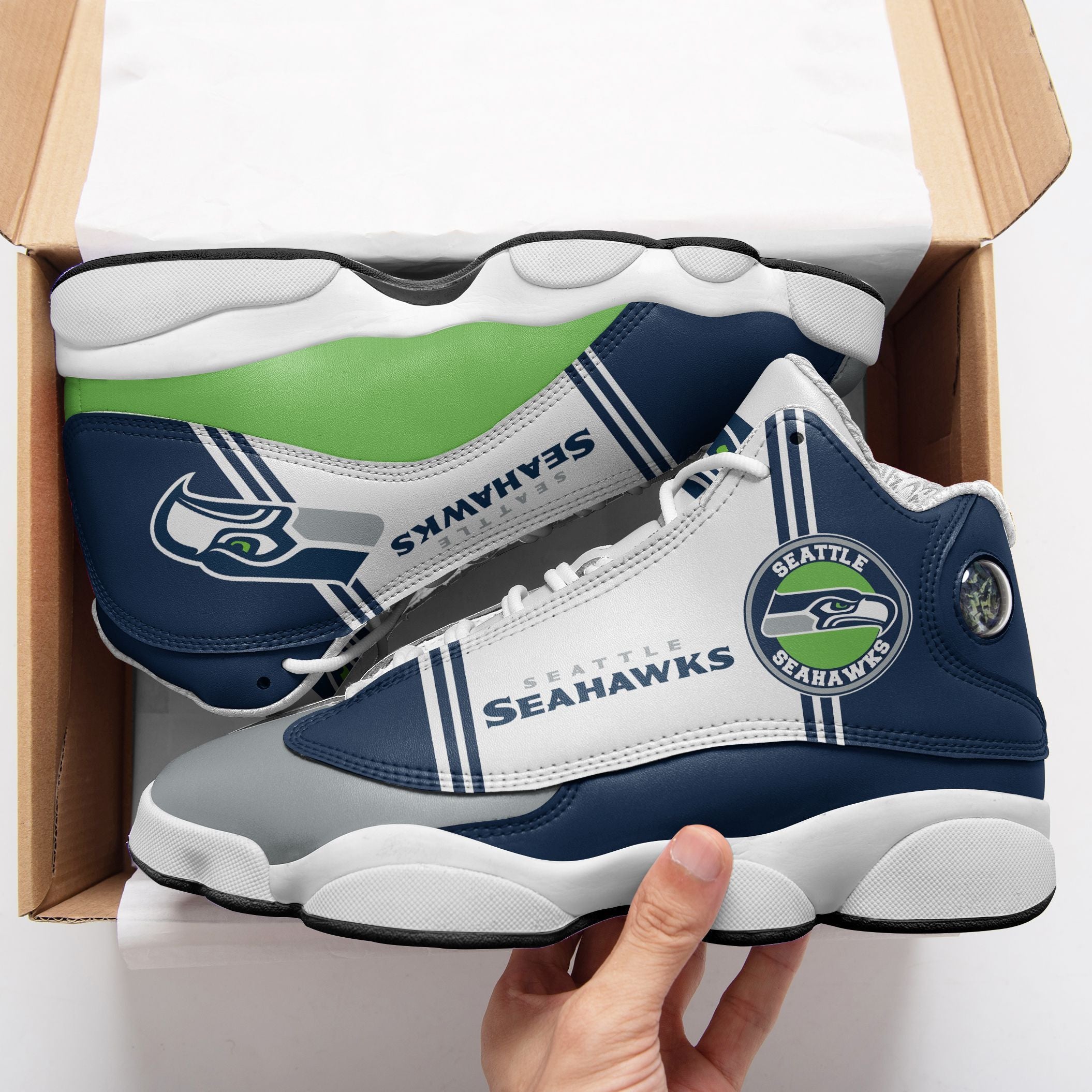 Seattle Seahawks NFL JD13 Sneakers Shoes for Men & Women | Custom Fan Gift