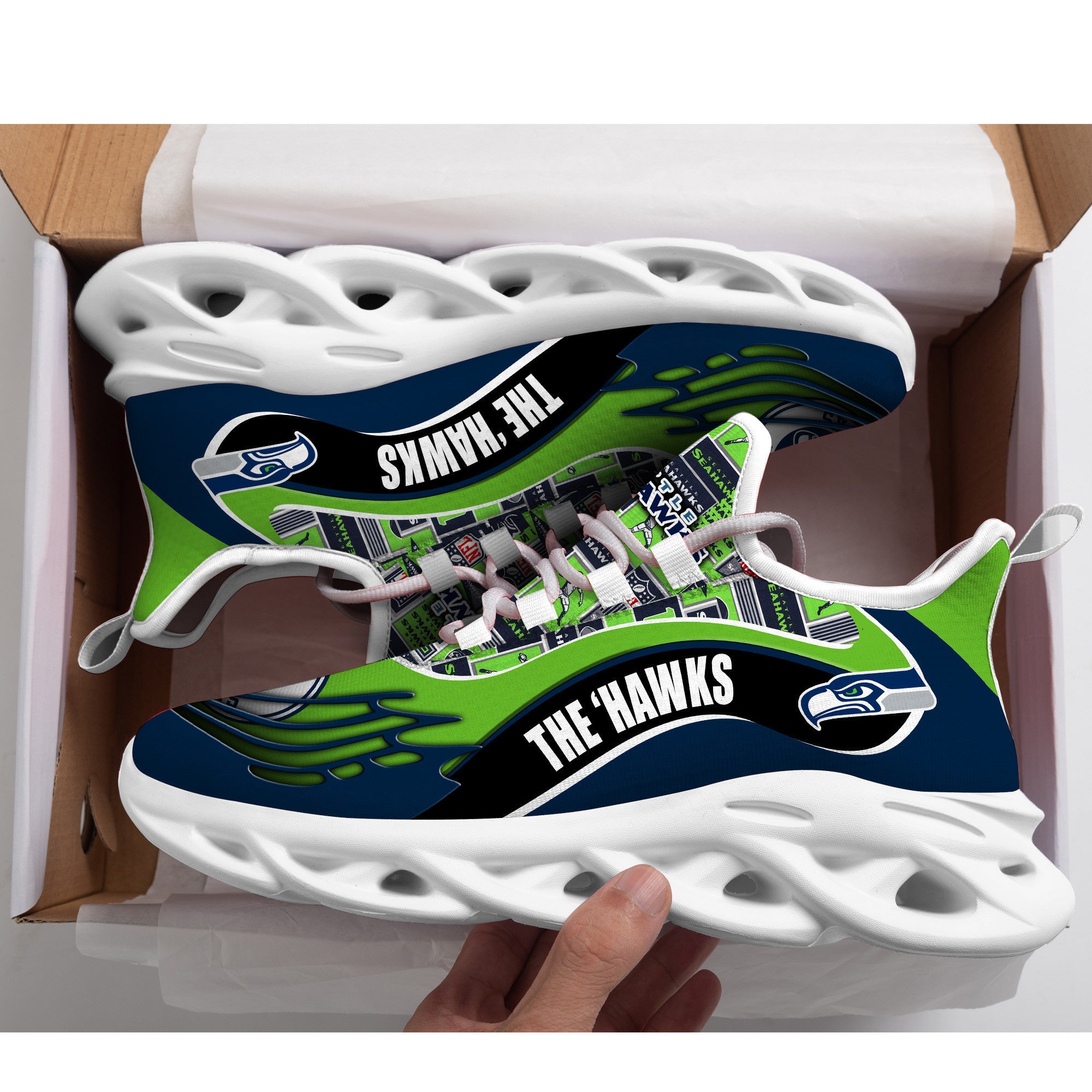 Seattle Seahawks NFL Max Soul Shoes Sneakers for Men And Women – NFL Football Fan Shoes, Team Sneakers