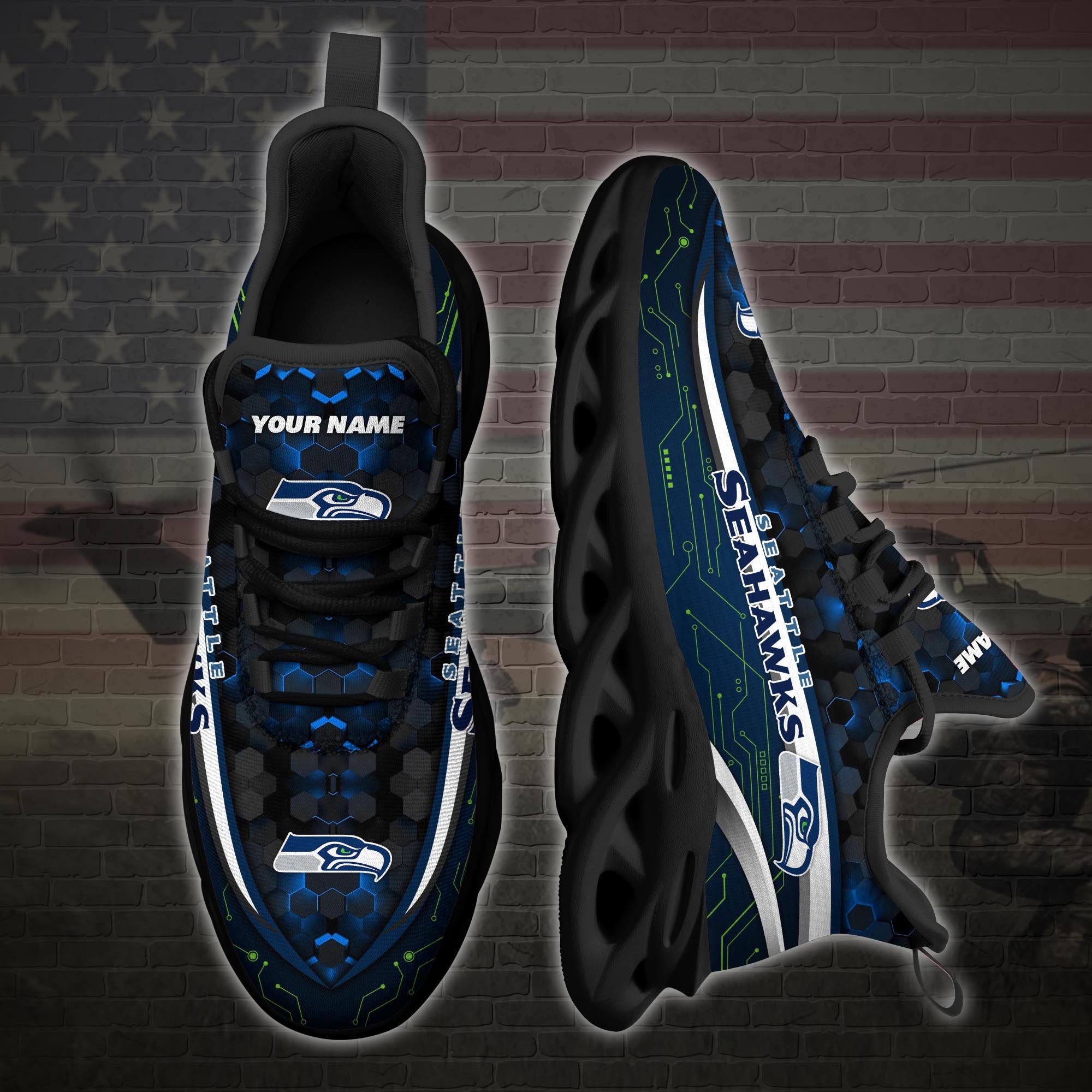 Seattle Seahawks NFL Max Soul Shoes Sneakers for Men And Women – NFL Football Fan Shoes, Team Sneakers - Image 3