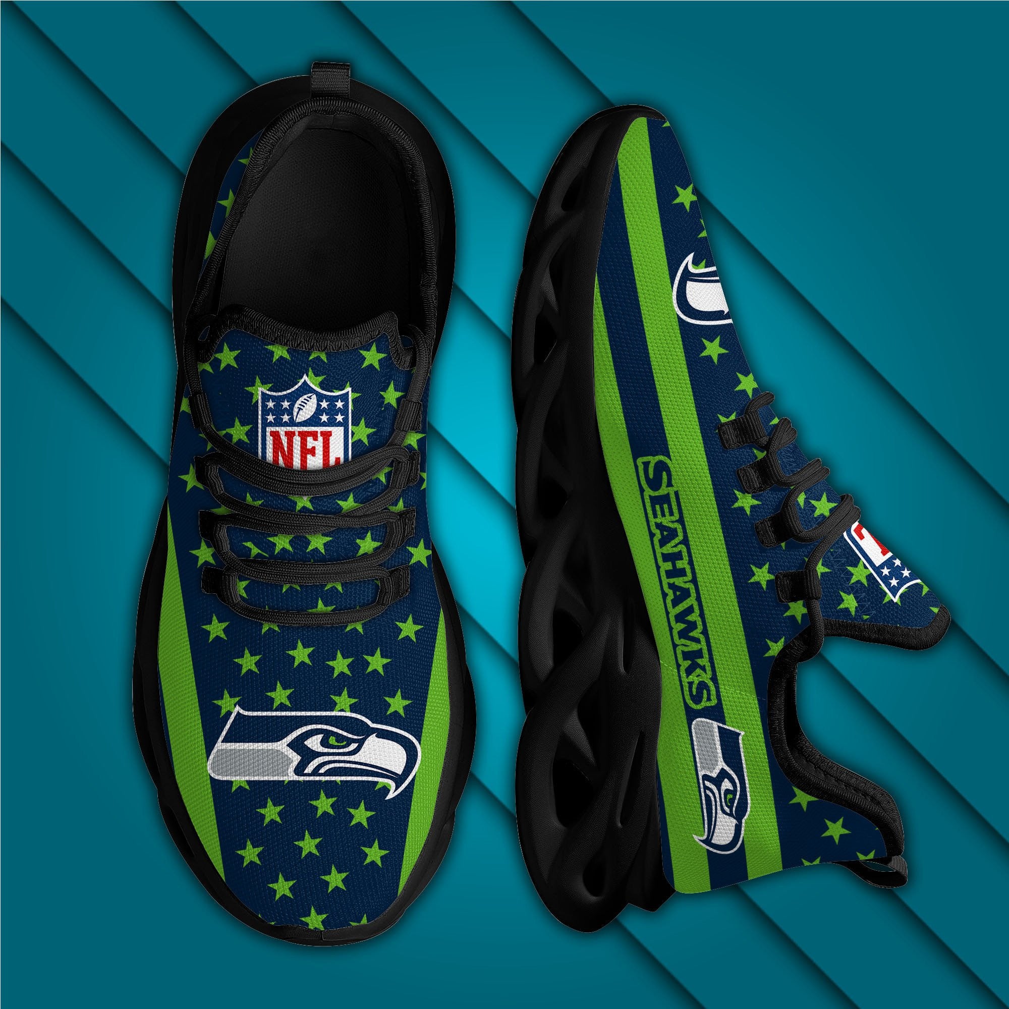 Seattle Seahawks NFL Max Soul Shoes Sneakers for Men And Women – NFL Football Fan Shoes, Team Sneakers - Image 5