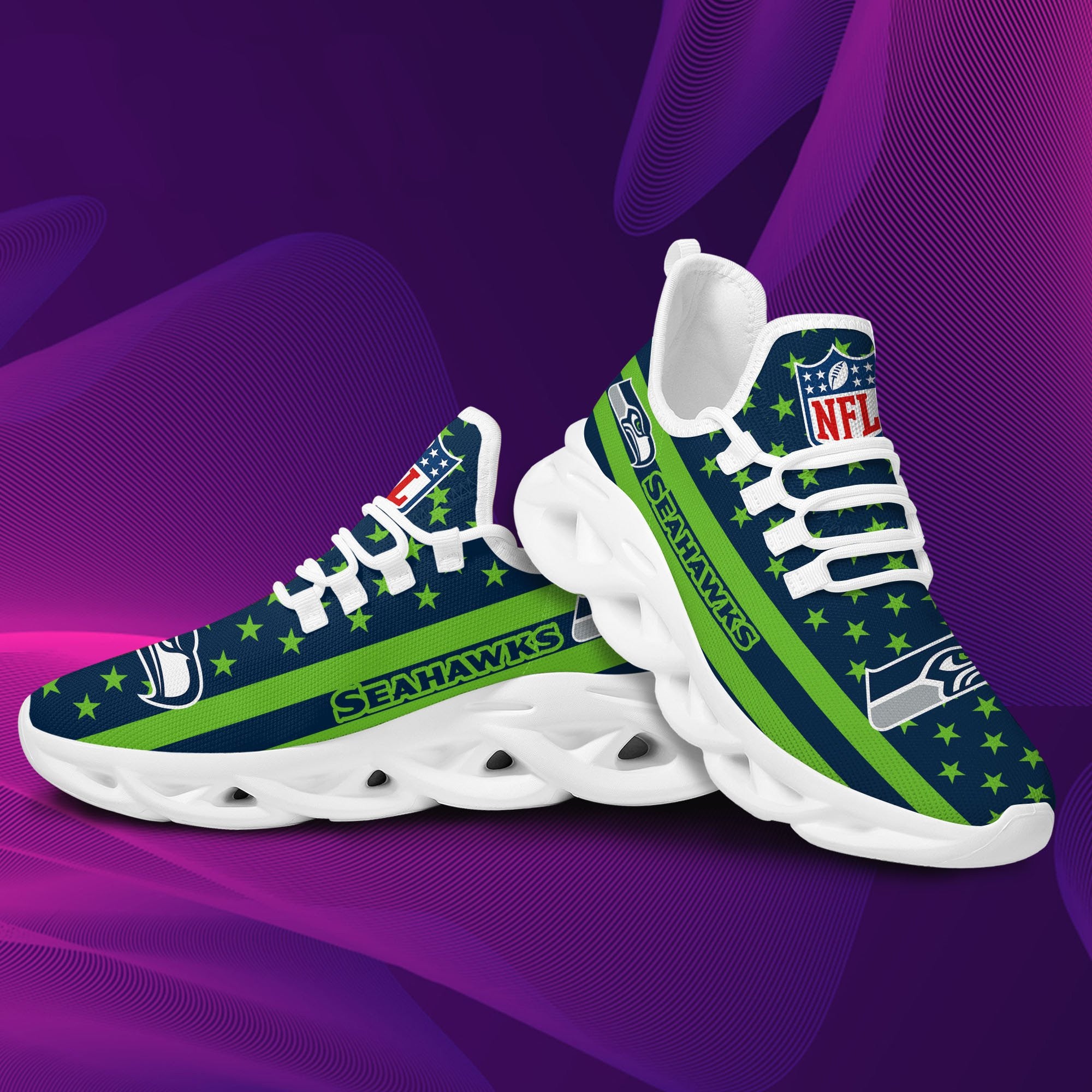 Seattle Seahawks NFL Max Soul Shoes Sneakers for Men And Women – NFL Football Fan Shoes, Team Sneakers - Image 3