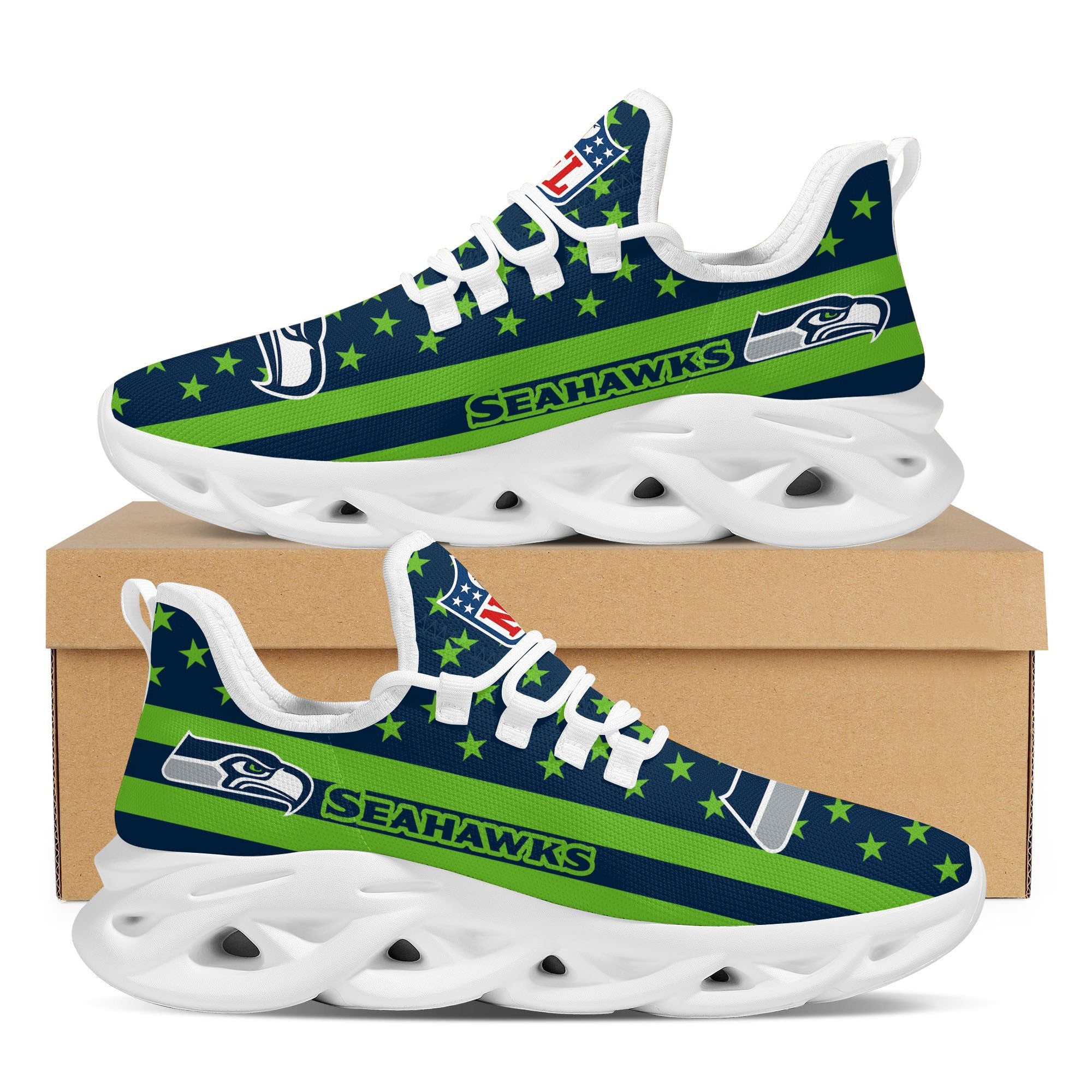 Seattle Seahawks NFL Max Soul Shoes Sneakers for Men And Women – NFL Football Fan Shoes, Team Sneakers