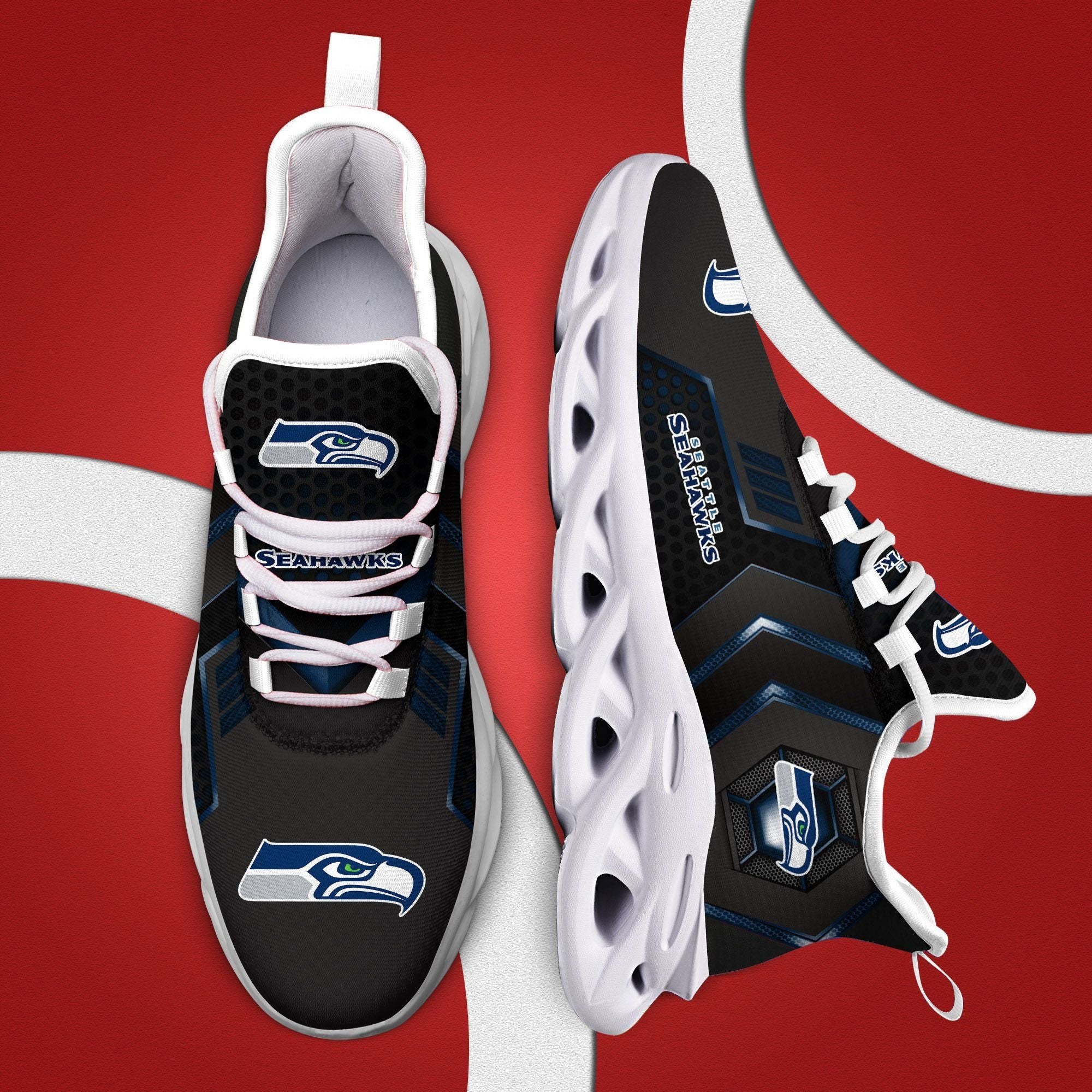 Seattle Seahawks NFL Max Soul Shoes Sneakers for Men And Women – NFL Football Fan Shoes, Team Sneakers - Image 4