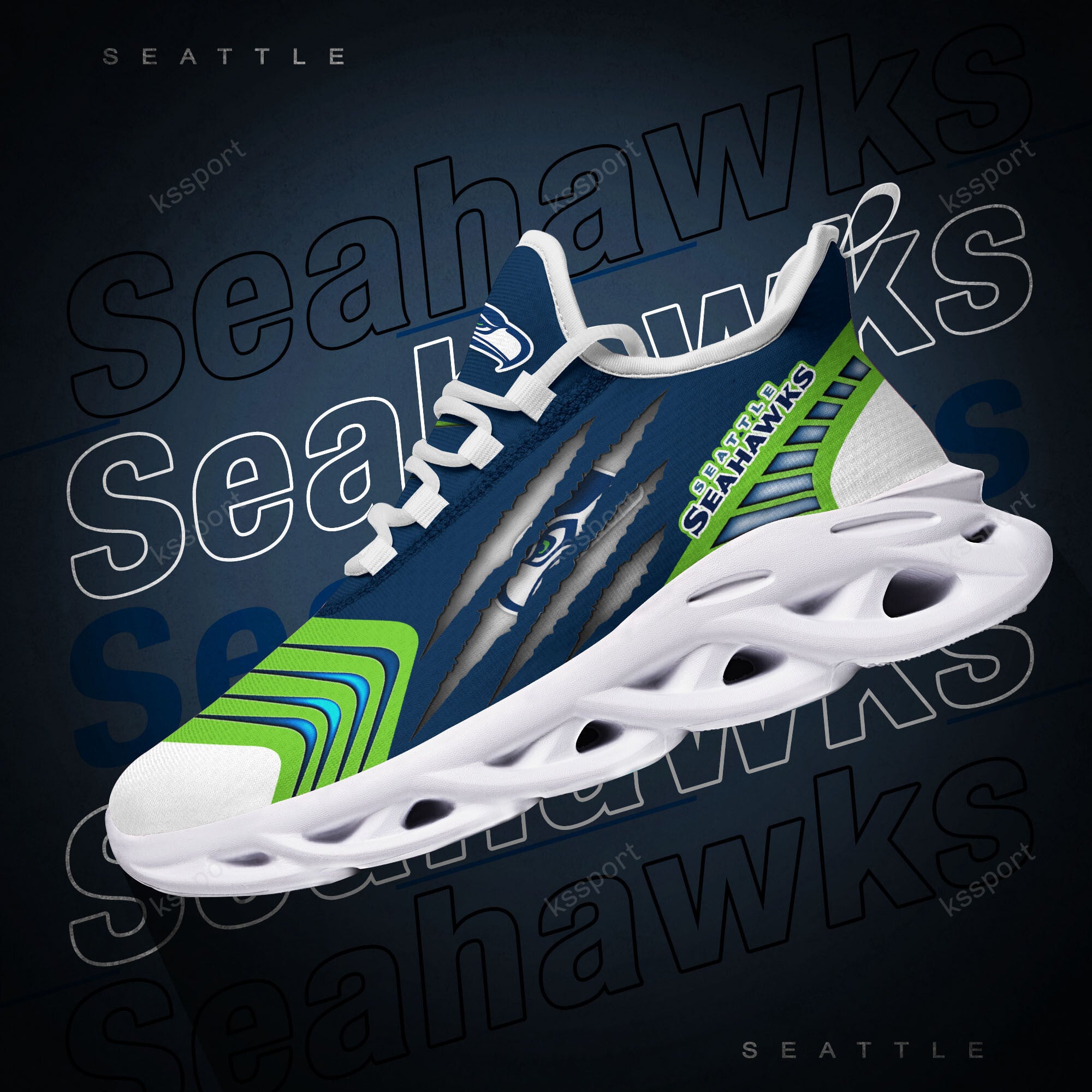 Seattle Seahawks NFL Max Soul Shoes Sneakers for Men And Women – NFL Football Fan Shoes, Team Sneakers - Image 3