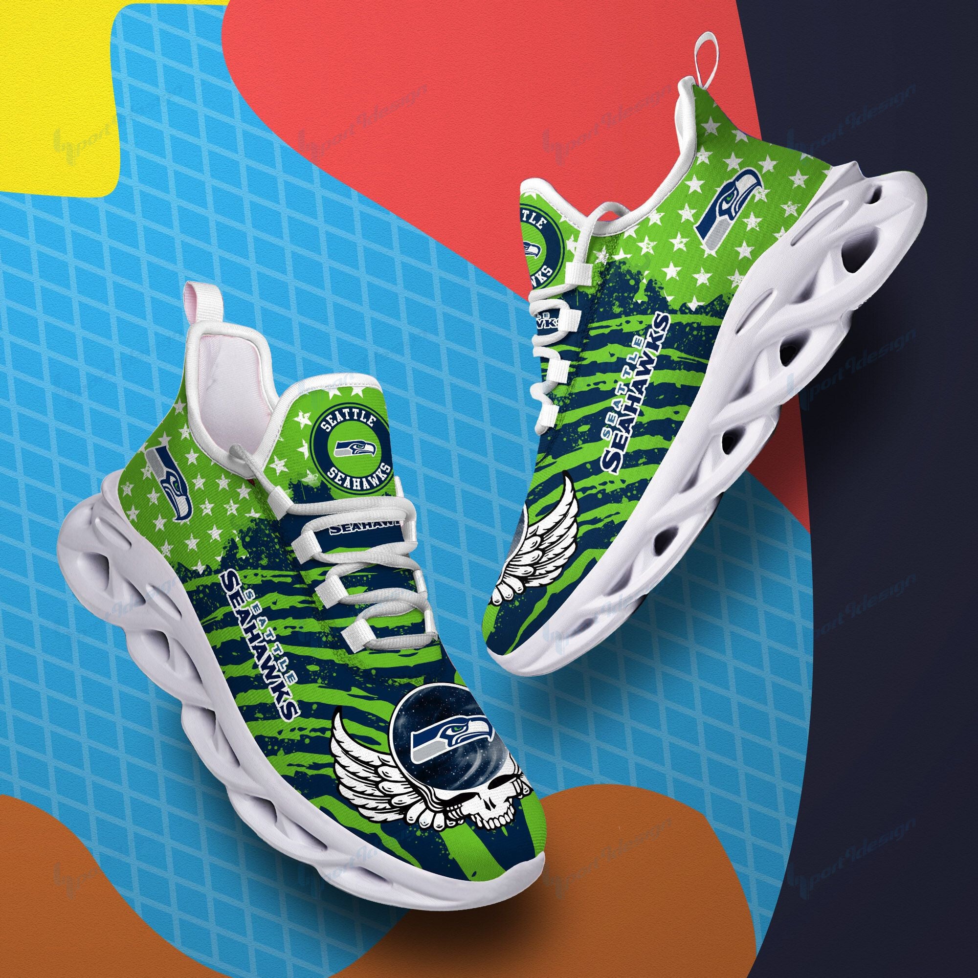 Seattle Seahawks NFL Max Soul Shoes Sneakers for Men And Women – NFL Football Fan Shoes, Team Sneakers - Image 4