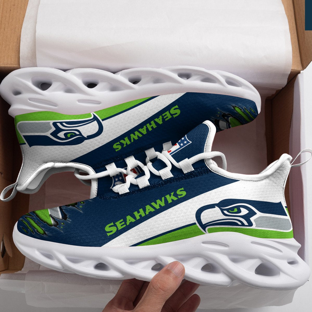 Seattle Seahawks NFL Max Soul Shoes Sneakers for Men And Women – NFL Football Fan Shoes, Team Sneakers