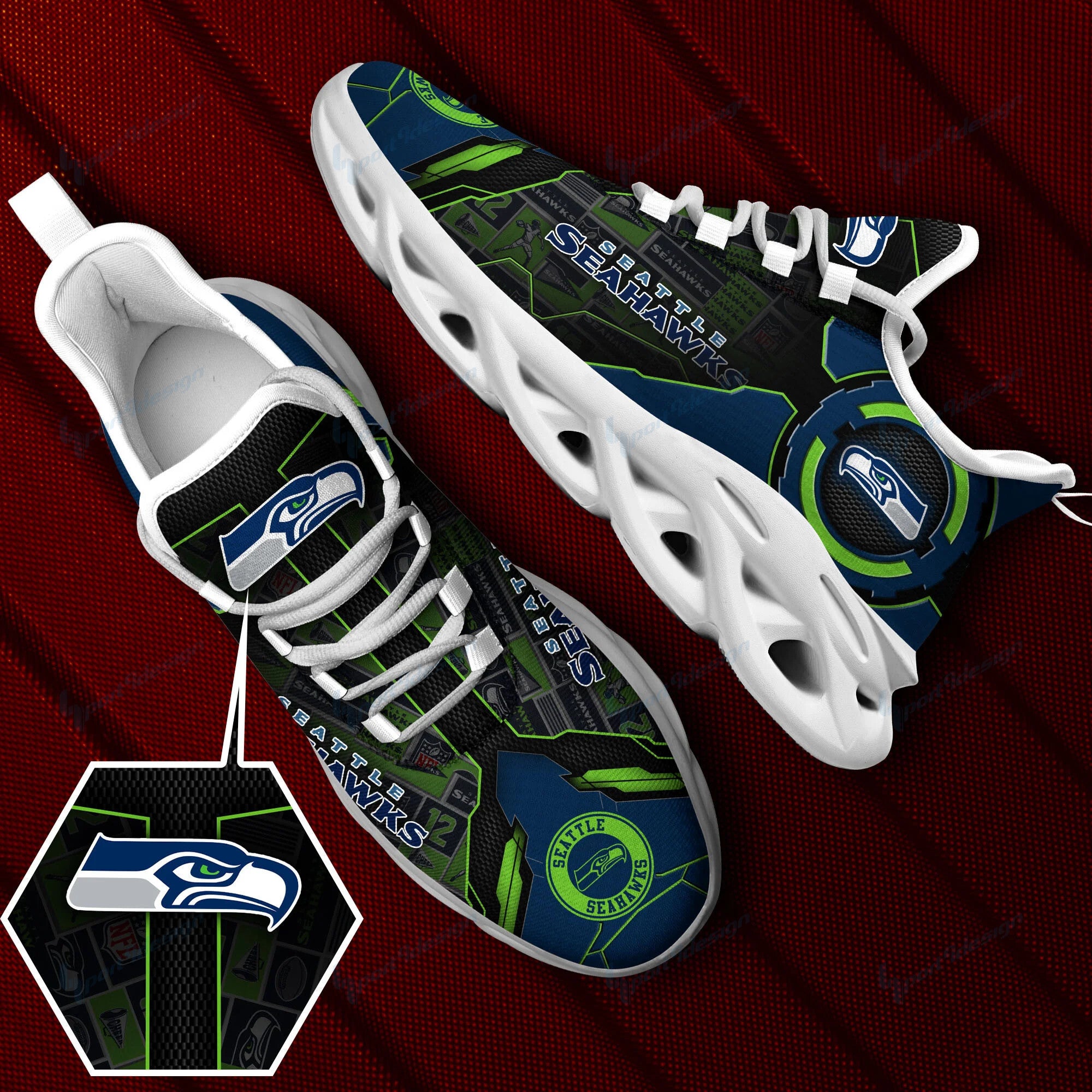 Seattle Seahawks NFL Max Soul Shoes Sneakers for Men And Women – NFL Football Fan Shoes, Team Sneakers