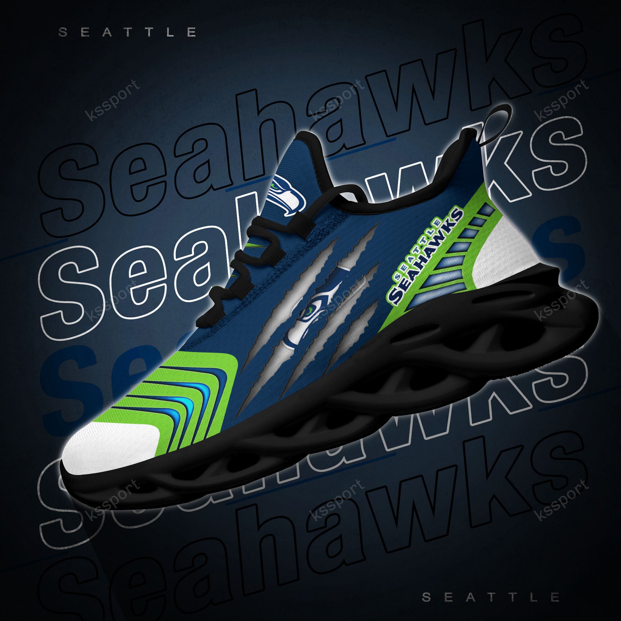 Seattle Seahawks NFL Max Soul Shoes Sneakers for Men And Women – NFL Football Fan Shoes, Team Sneakers - Image 5