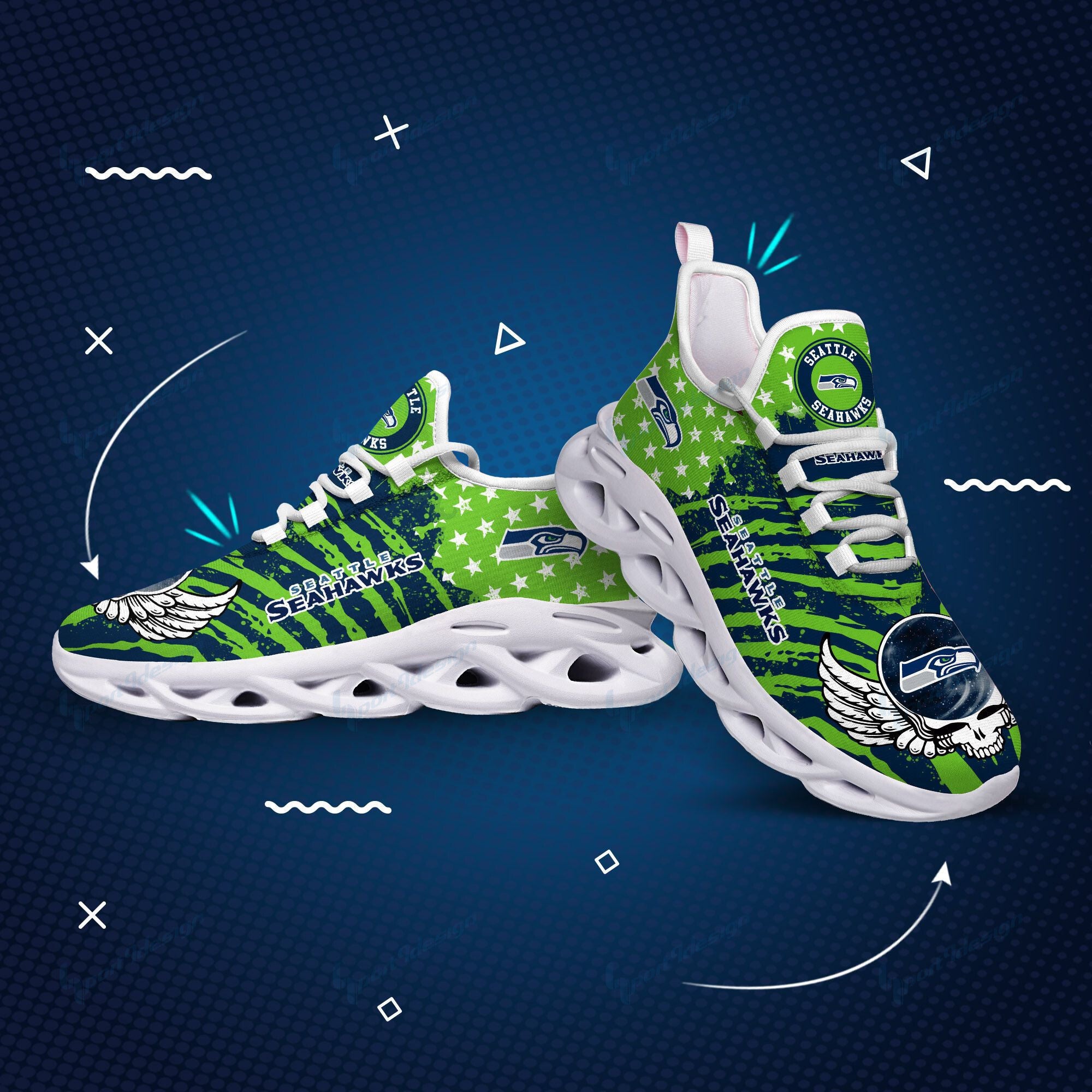 Seattle Seahawks NFL Max Soul Shoes Sneakers for Men And Women – NFL Football Fan Shoes, Team Sneakers - Image 3