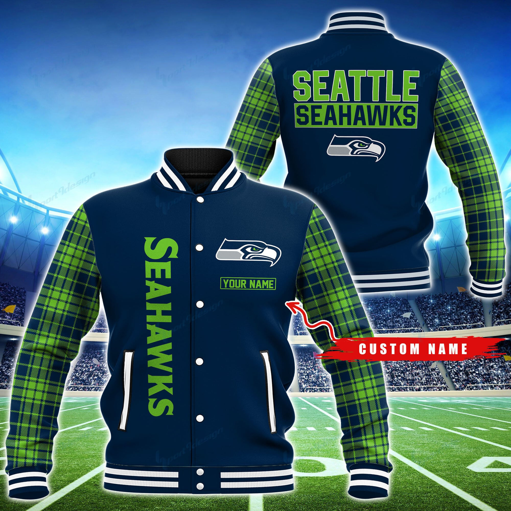 Seattle Seahawks Personalized Baseball Jacket for Men & Women | NFL Team Fan Gift