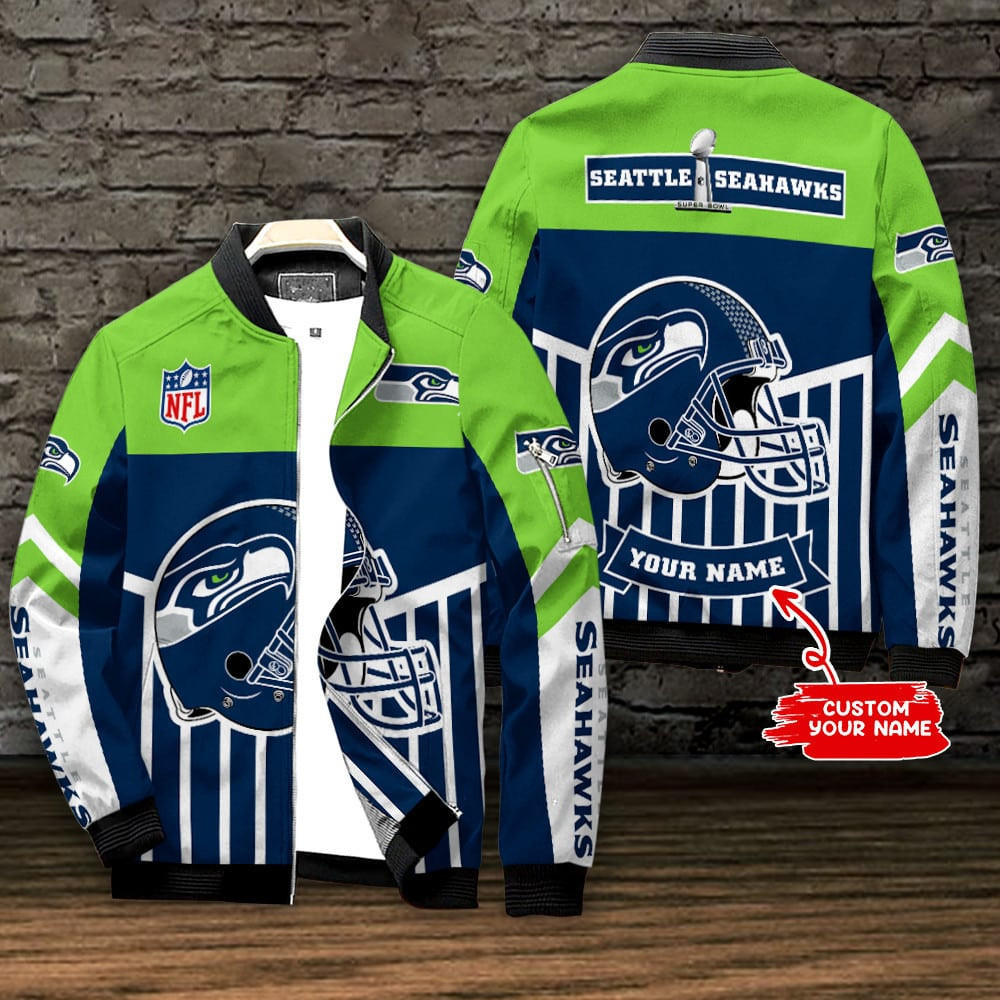 Seattle Seahawks Personalized Bomber Jacket | NFL Team Jacket for Men & Women | Football Fan Gift