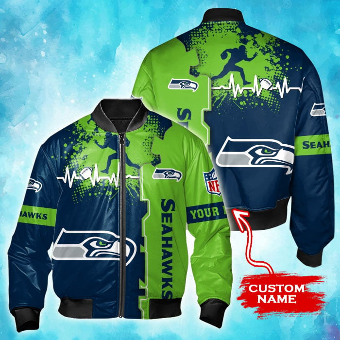 Seattle Seahawks Personalized Thick Bomber Jacket | NFL Team Jacket for Men & Women | Football Fan Gift
