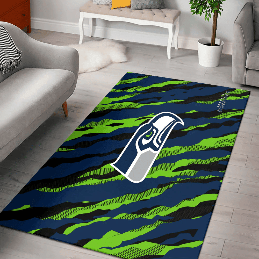 Seattle Seahawks Rectangle Area Rug – Full Print Carpet For Living Room & Bedroom Home Decor