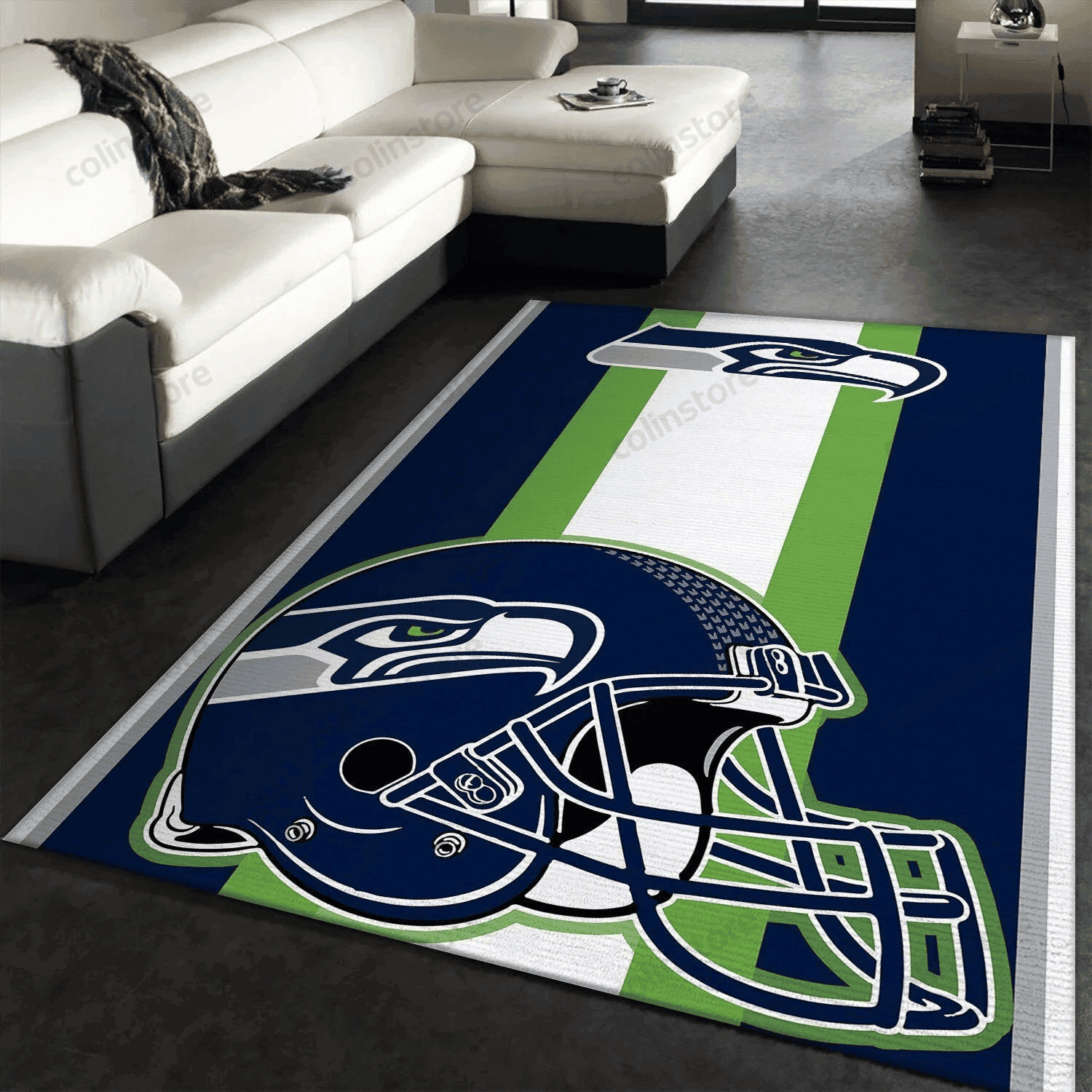 Seattle Seahawks Rectangle Area Rug – Full Print Carpet For Living Room & Bedroom Home Decor