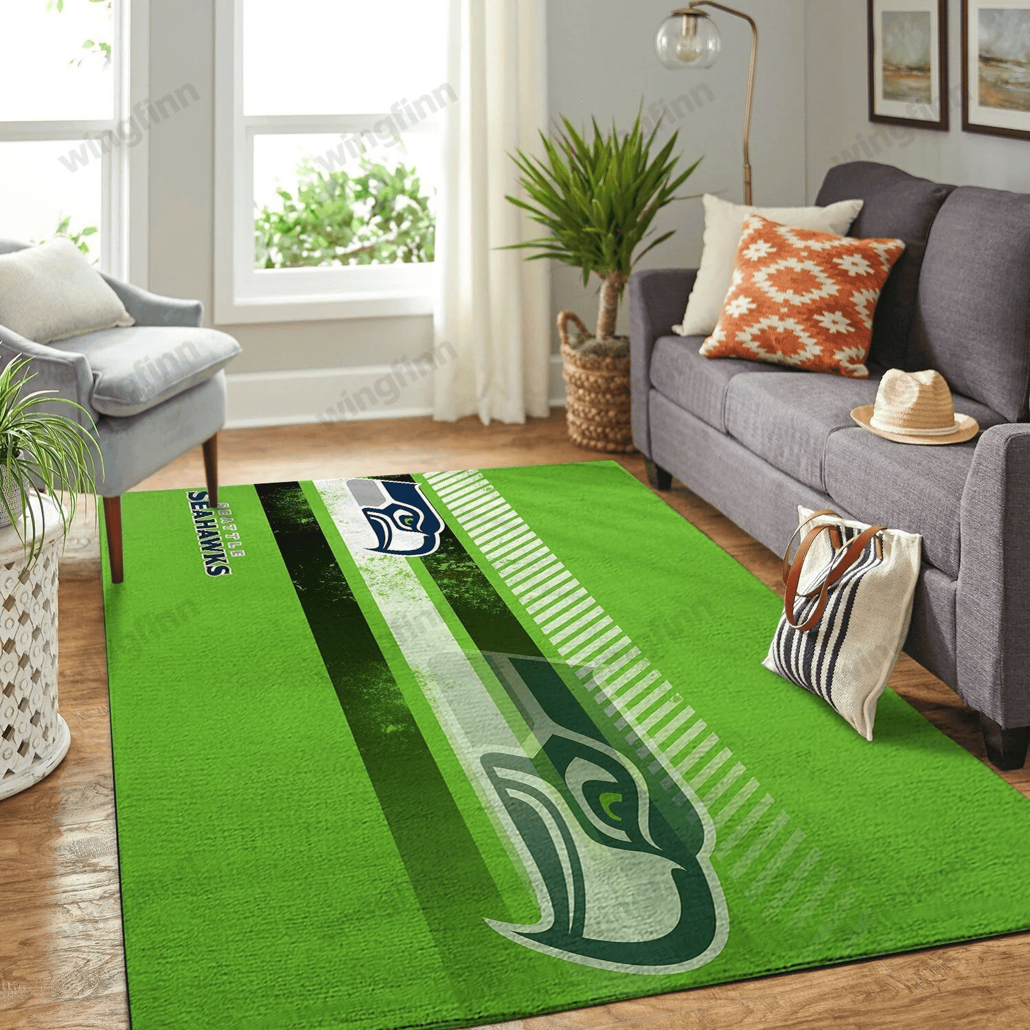 Seattle Seahawks Rectangle Area Rug – Full Print Carpet For Living Room & Bedroom Home Decor