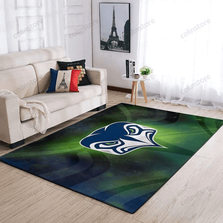 Seattle Seahawks Rectangle Area Rug – Full Print Carpet For Living Room & Bedroom Home Decor