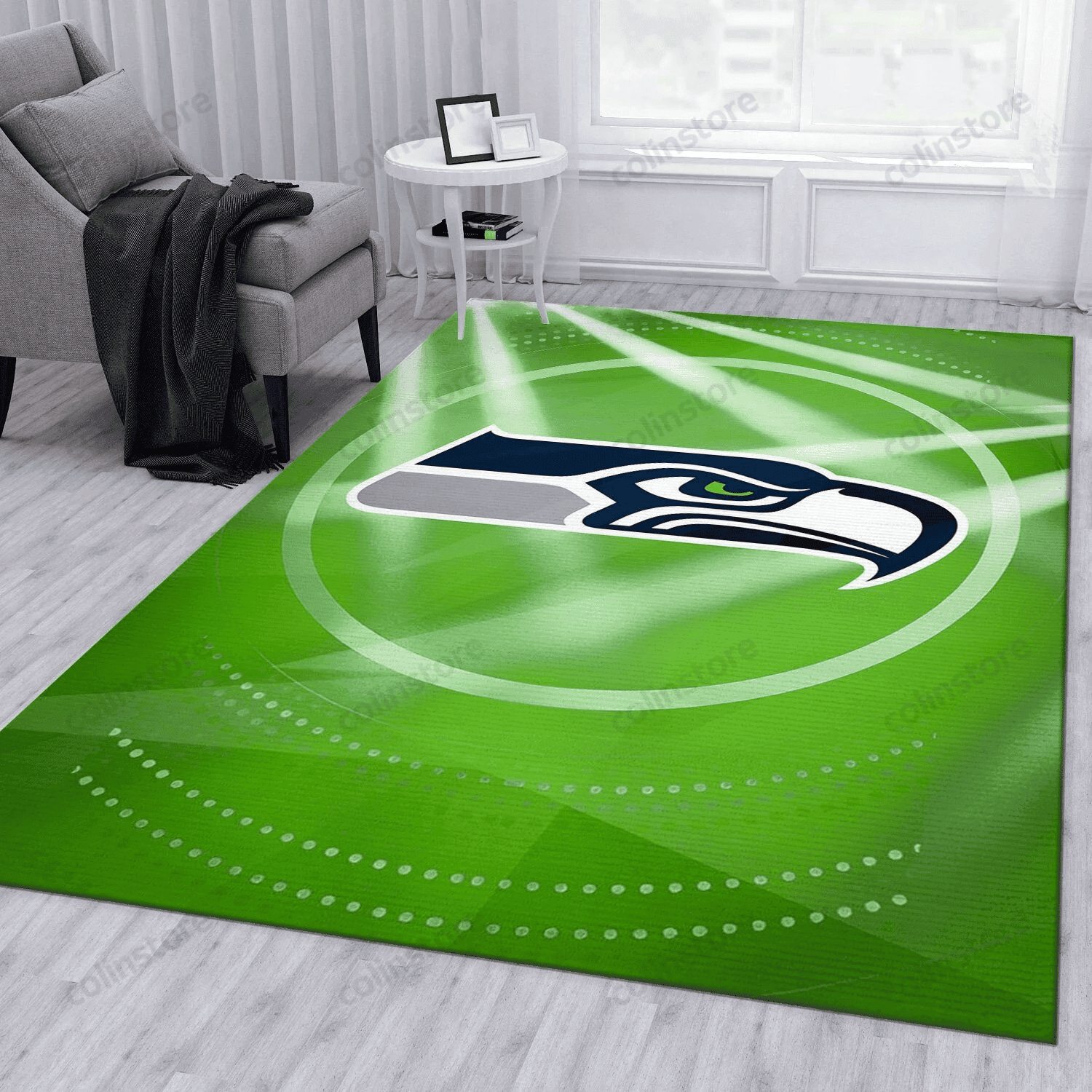 Seattle Seahawks Rectangle Area Rug – Full Print Carpet For Living Room & Bedroom Home Decor