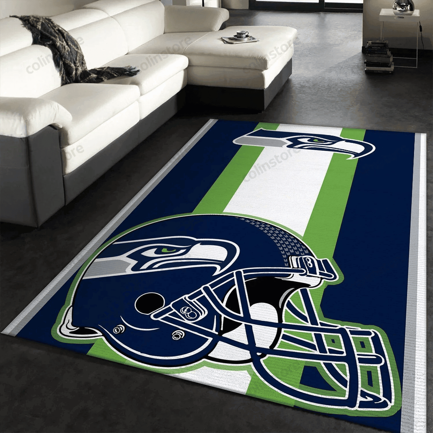Seattle Seahawks Rectangle Area Rug – Full Print Carpet For Living Room & Bedroom Home Decor