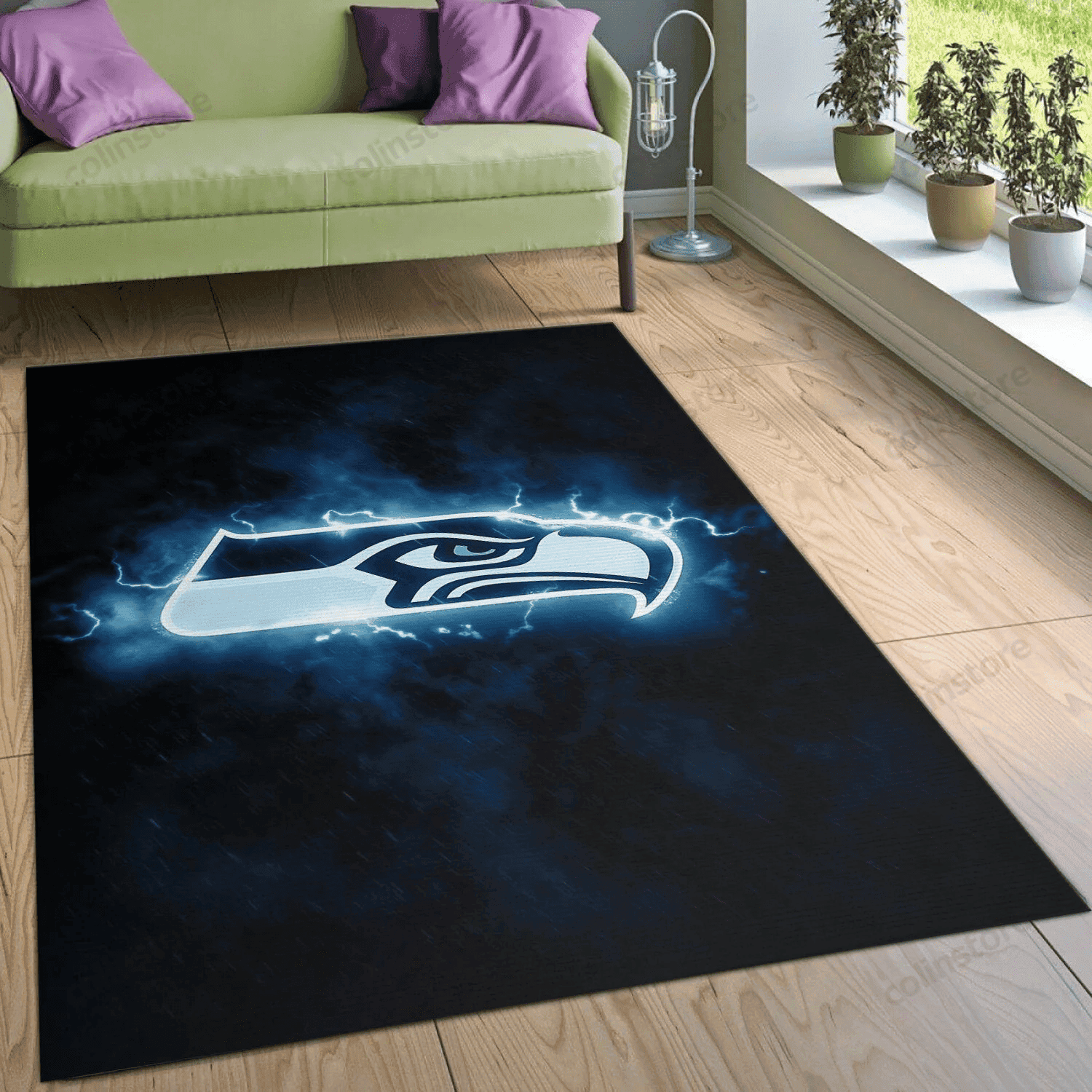 Seattle Seahawks Rectangle Area Rug – Full Print Carpet For Living Room & Bedroom Home Decor