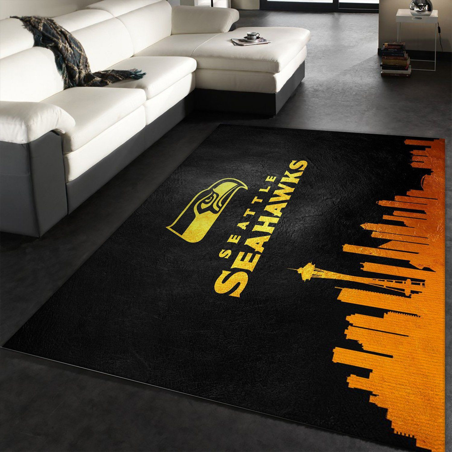 Seattle Seahawks Skyline Rectangle Area Rug – Full Print Carpet For Living Room & Bedroom Home Decor