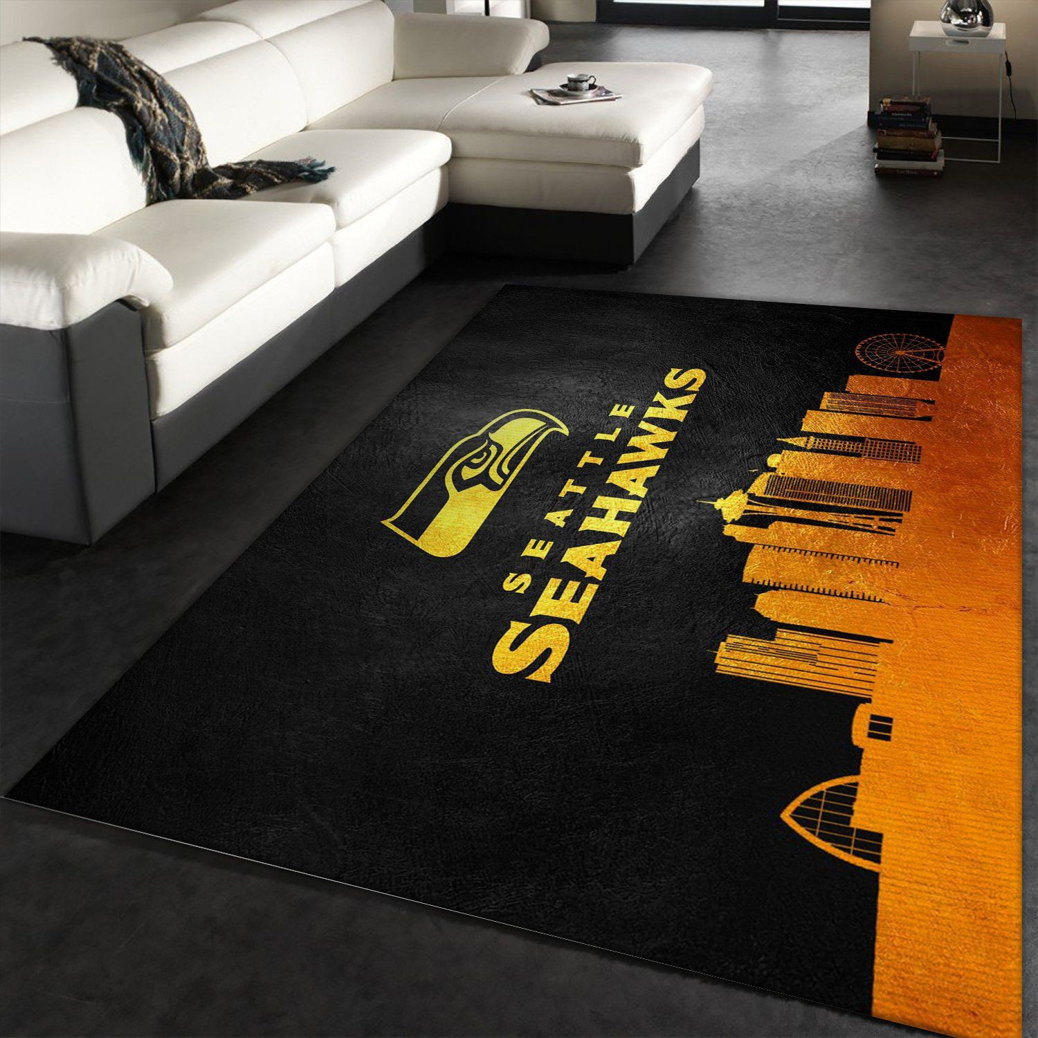 Seattle Seahawks Skyline Rectangle Area Rug – Full Print Carpet For Living Room & Bedroom Home Decor