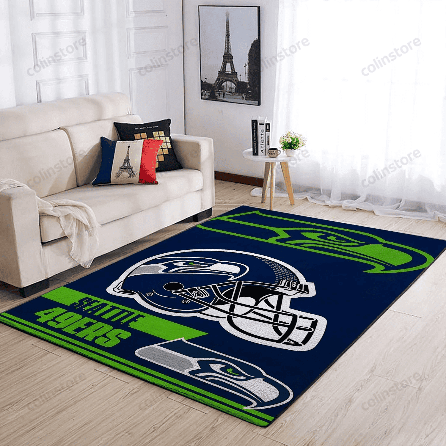 Seattle Seahawks Team Logo Helmet Nice Gift Rectangle Area Rug – Full Print Carpet For Living Room & Bedroom Home Decor