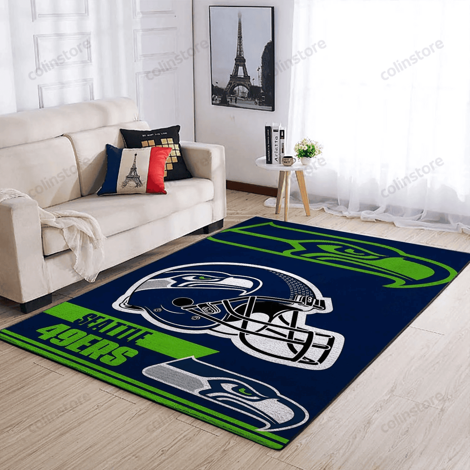 Seattle Seahawks Team Logo Helmet Nice Gift Rectangle Area Rug – Full Print Carpet For Living Room & Bedroom Home Decor