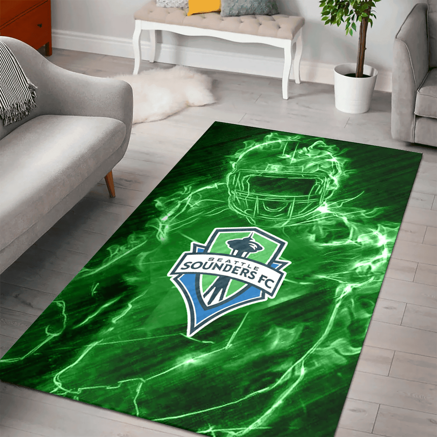 Seattle Sounders FC Legend 3D Full Print Rectangle Area Rug – Full Print Carpet For Living Room & Bedroom Home Decor