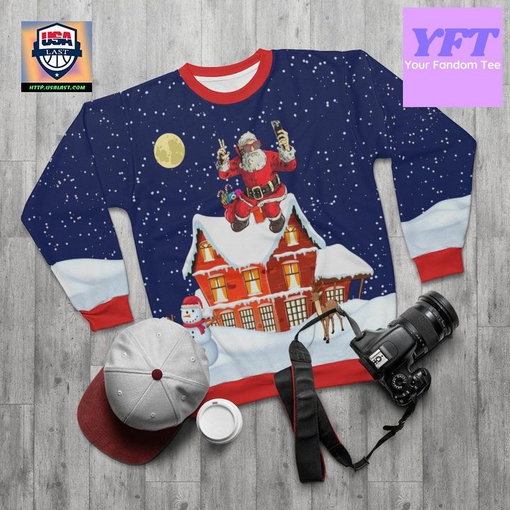 Selife Santa Merry Taking Selfie 3d Ugly Christmas Sweater