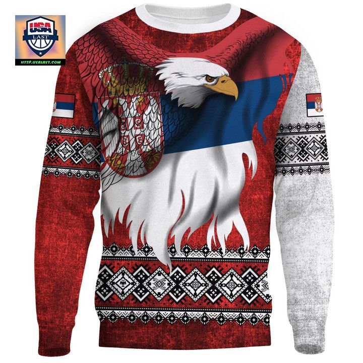 Serbia Sweater Serbian Eagle Special Version Knitted Long-Sleeved Sweater 