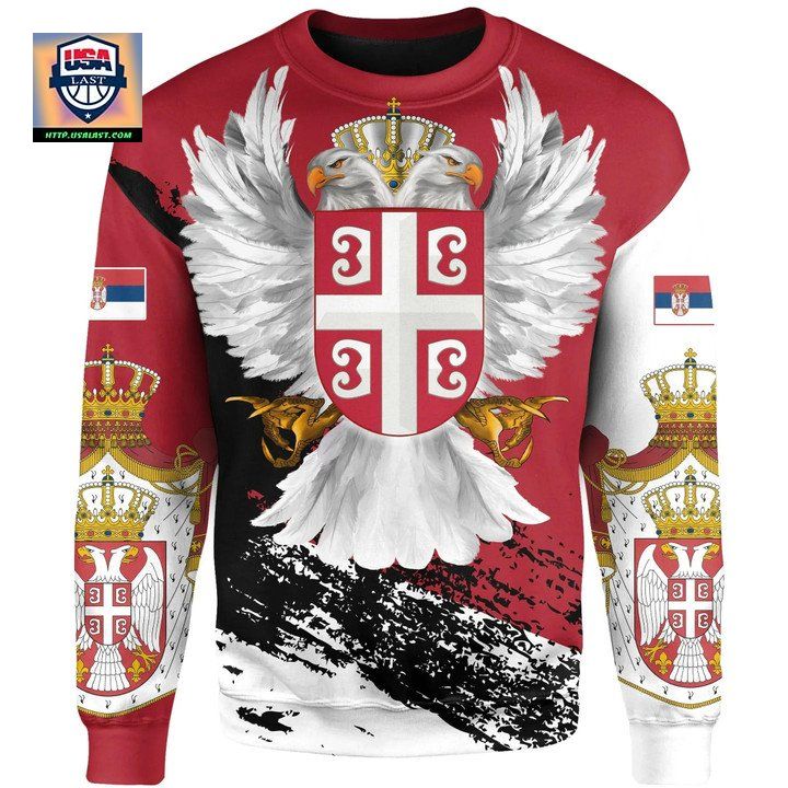 Serbia Sweater Serbian White Eagle Knitted Long-Sleeved Sweater 