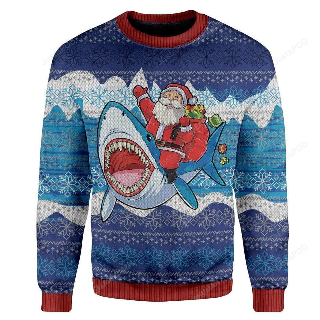 Shark And Santa Ugly Christmas Sweater,