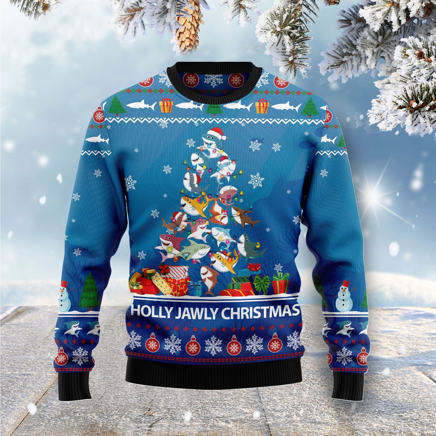 Shark Holly Jawly Ugly Christmas Sweater, Perfect Holiday Gift