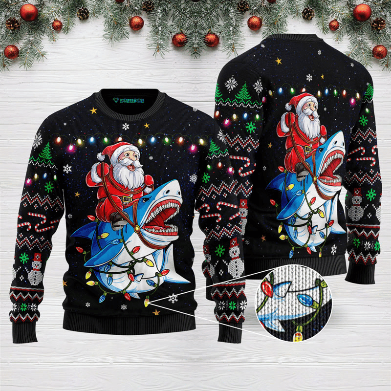 Shark Santa Ugly Christmas Sweater, Perfect Holiday Gift