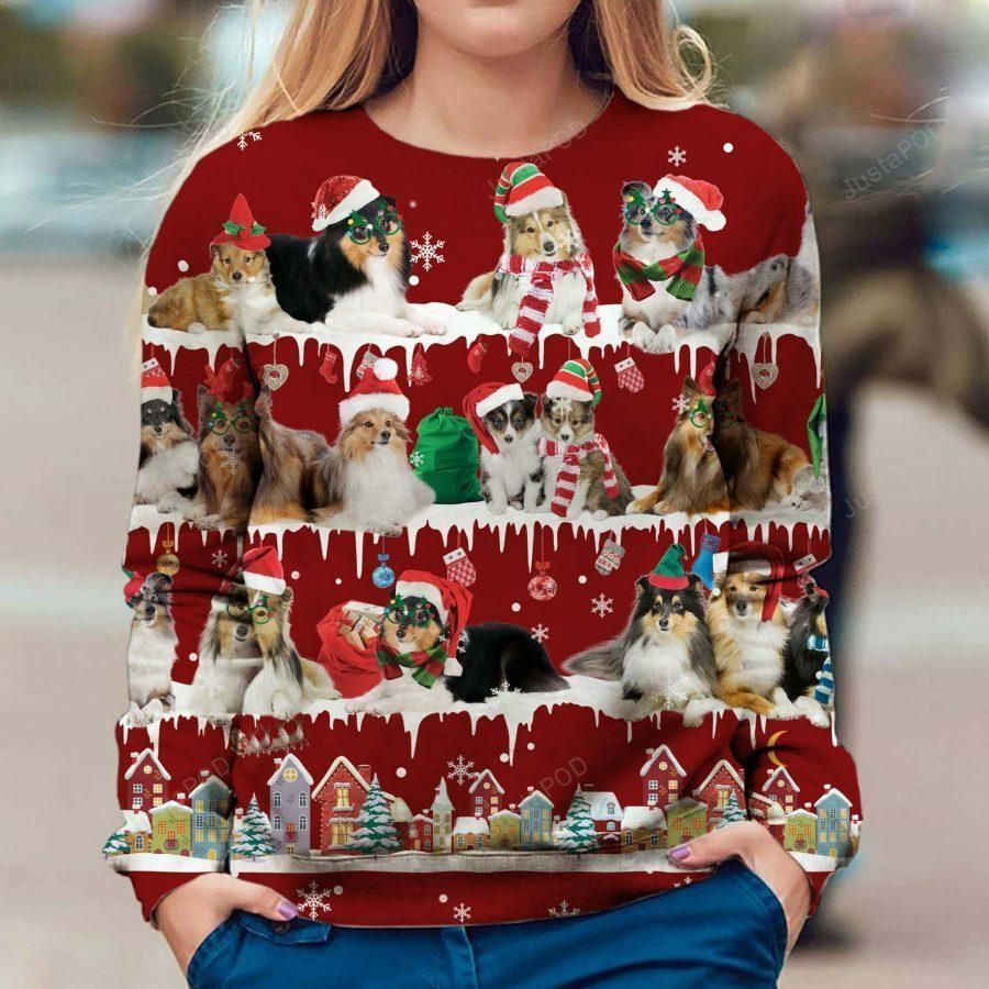 Shetland Sheepdog Ugly Christmas Sweater, Perfect Holiday Gift