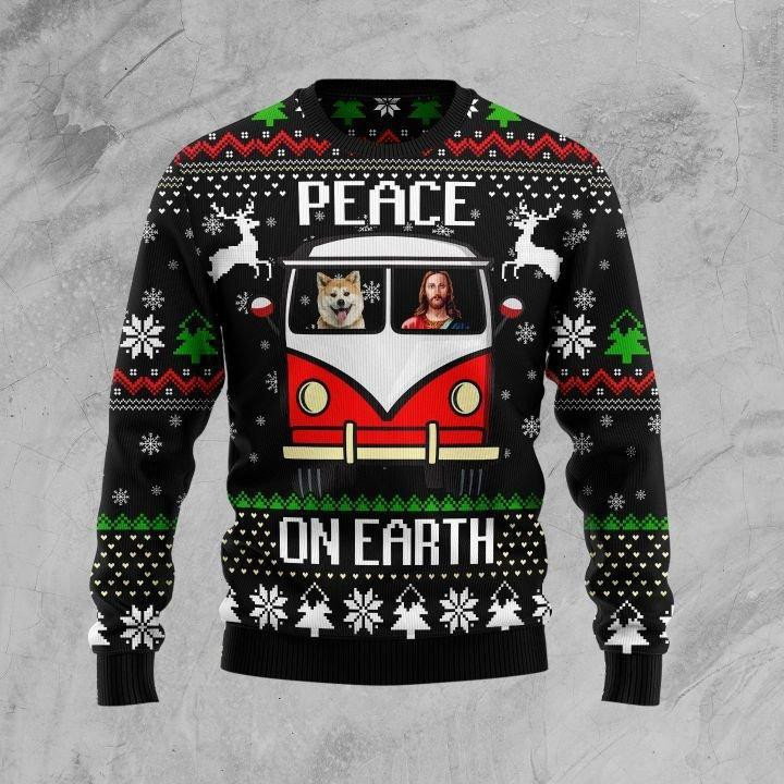 Shiba Inu Peace  Ugly Christmas Sweater, Perfect Holiday Gift