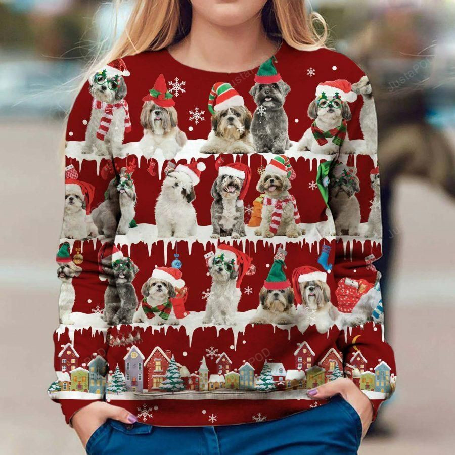 Shih Tzu Snow Christmas Ugly Christmas Sweater, Perfect Holiday Gift