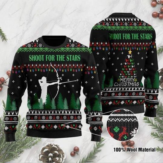 Shoot For The Stars Huting Ugly Christmas Sweater, Perfect Holiday Gift