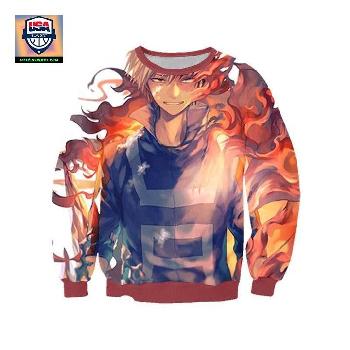 Shoto Todoroki Fire Sweater My Hero Academia 3D Printed Sweater