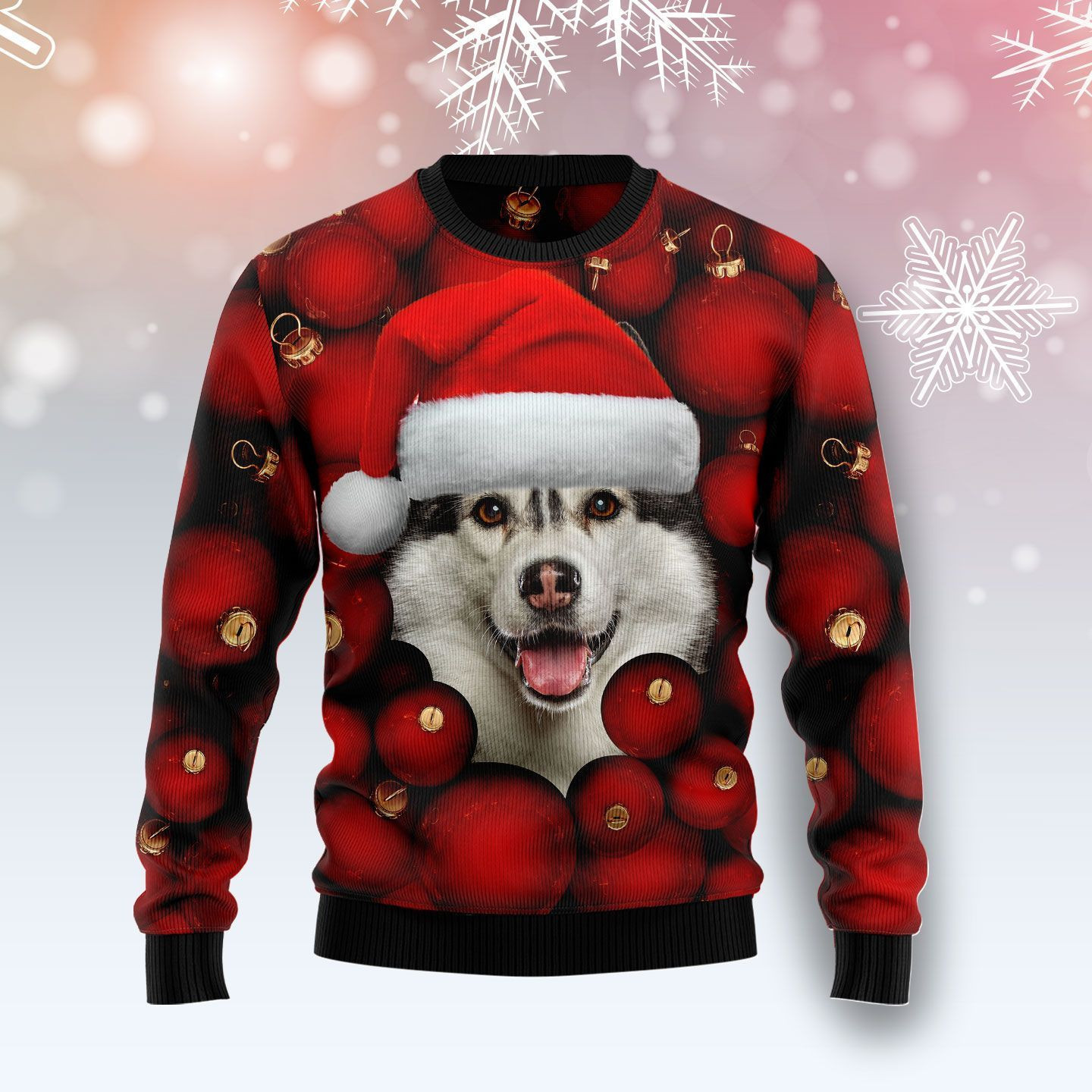Siberian Husky Ornament For Unisex Ugly Christmas Sweater,