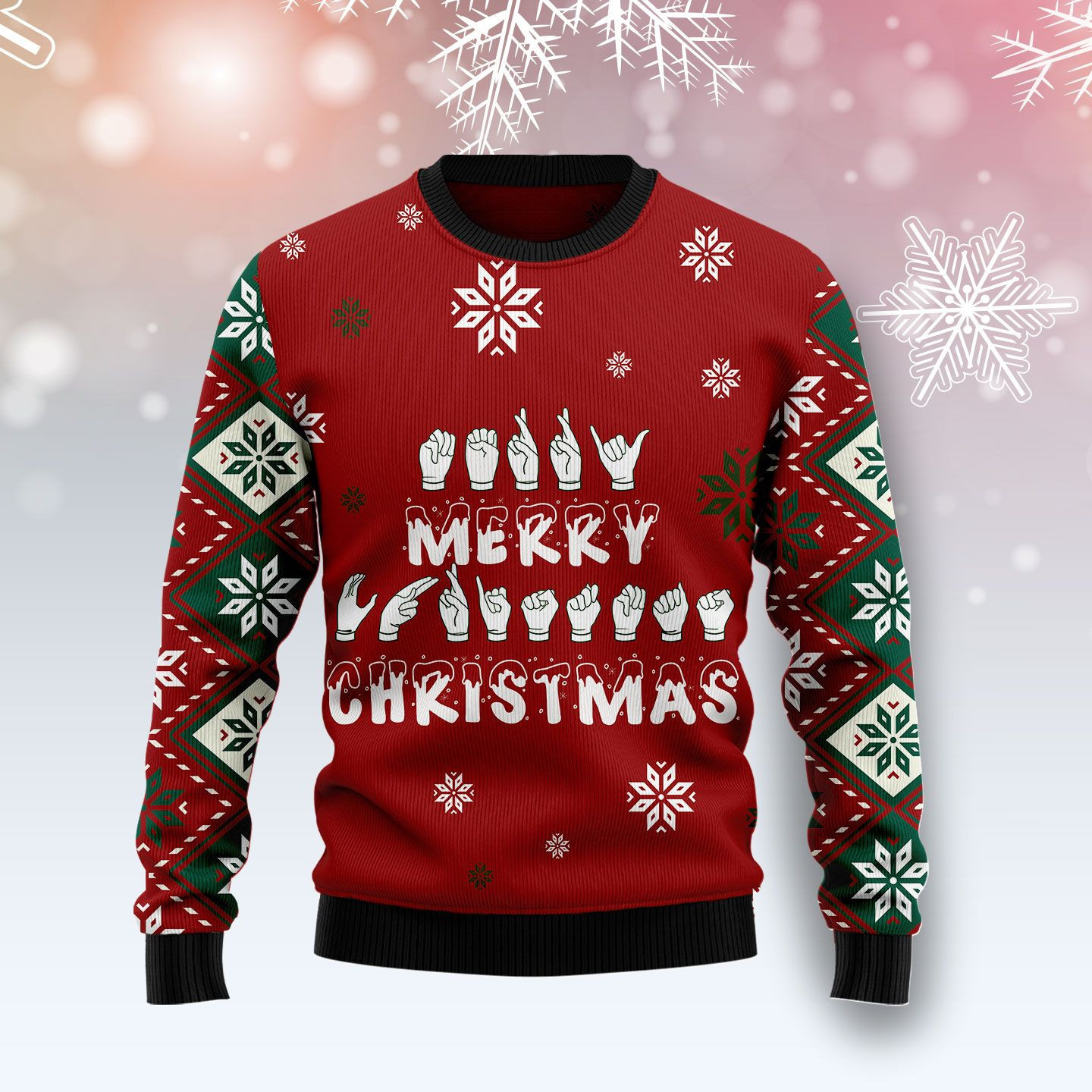 Sign Language Merry Christmas Ugly Christmas Sweater, Perfect Holiday Gift