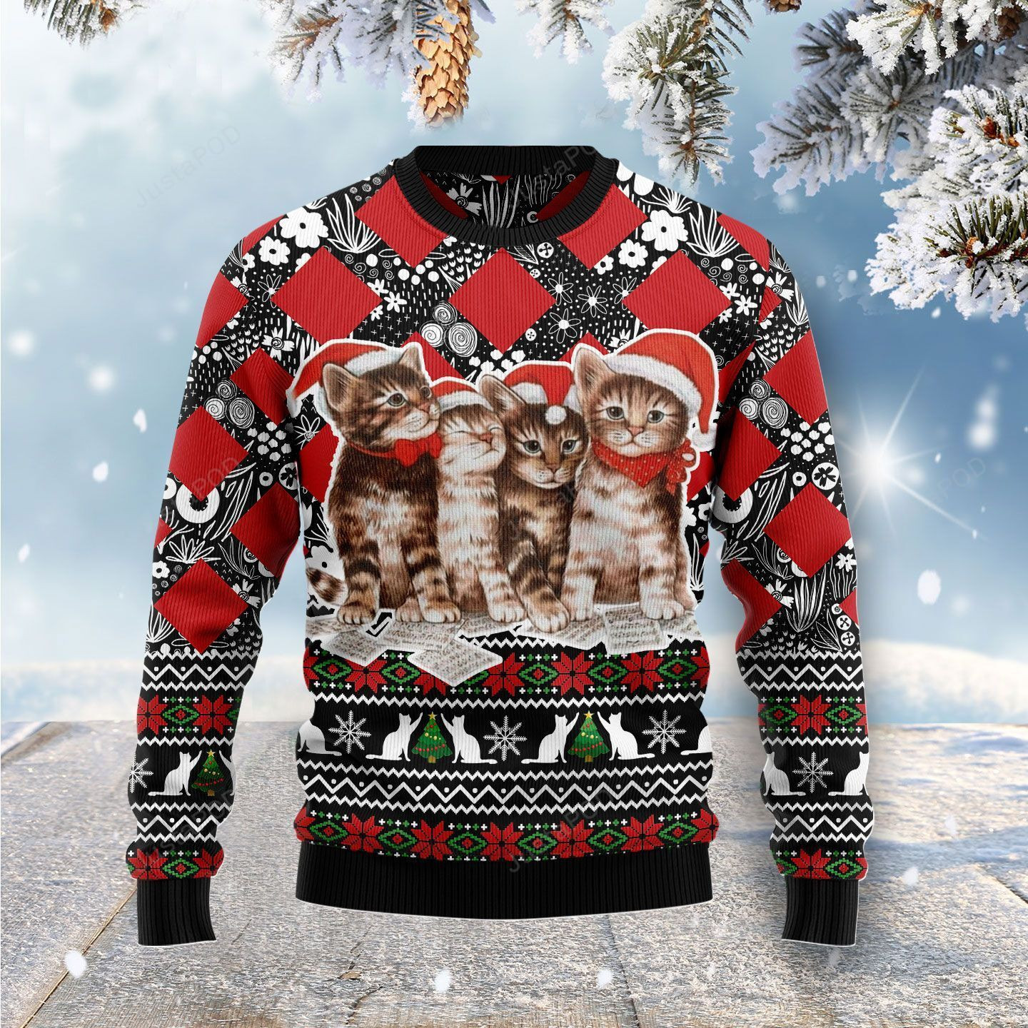 Singing Cats Kitten Ugly Christmas Sweater, Perfect Holiday Gift