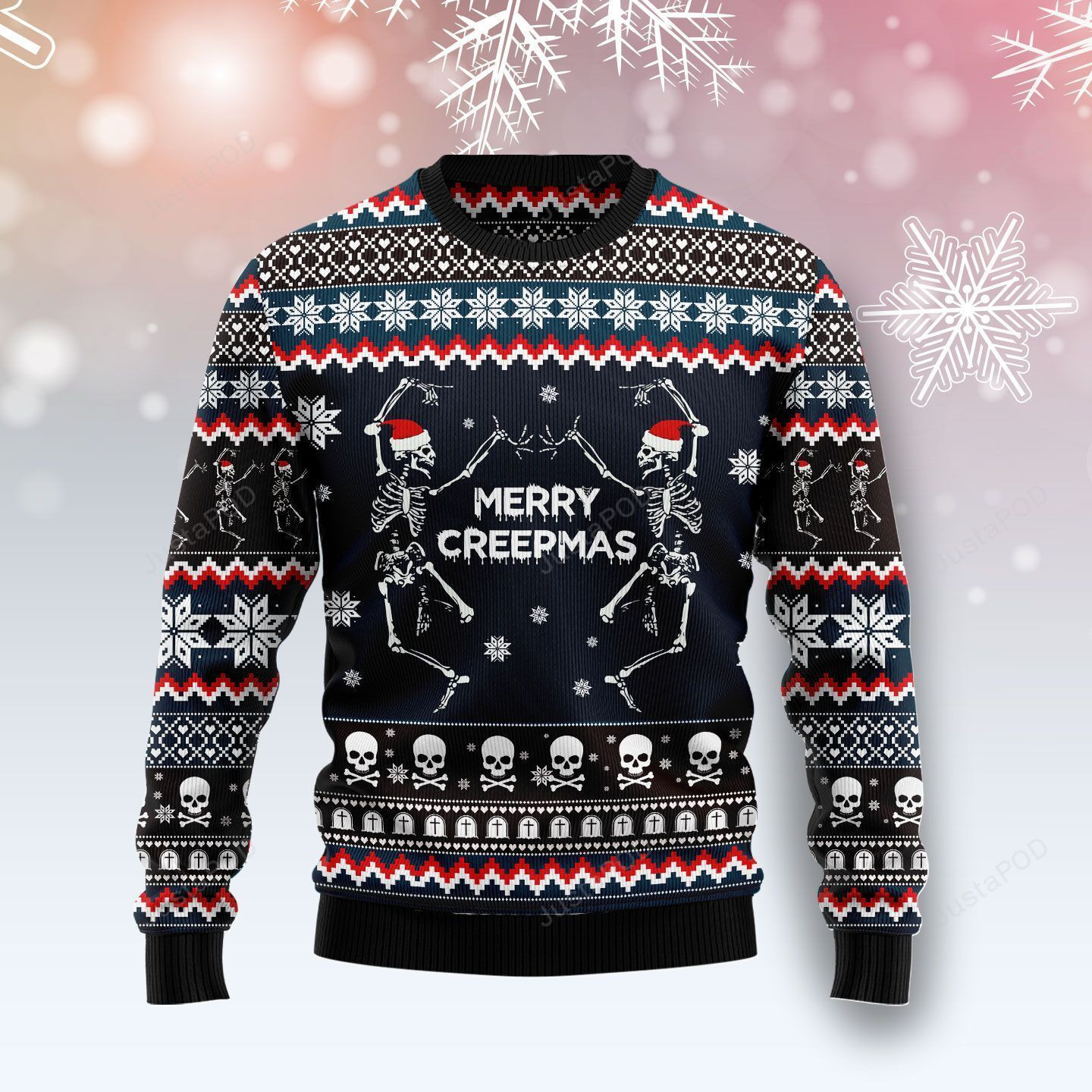 Skeleton Merry Creepmas Ugly Christmas Sweater, Perfect Holiday Gift