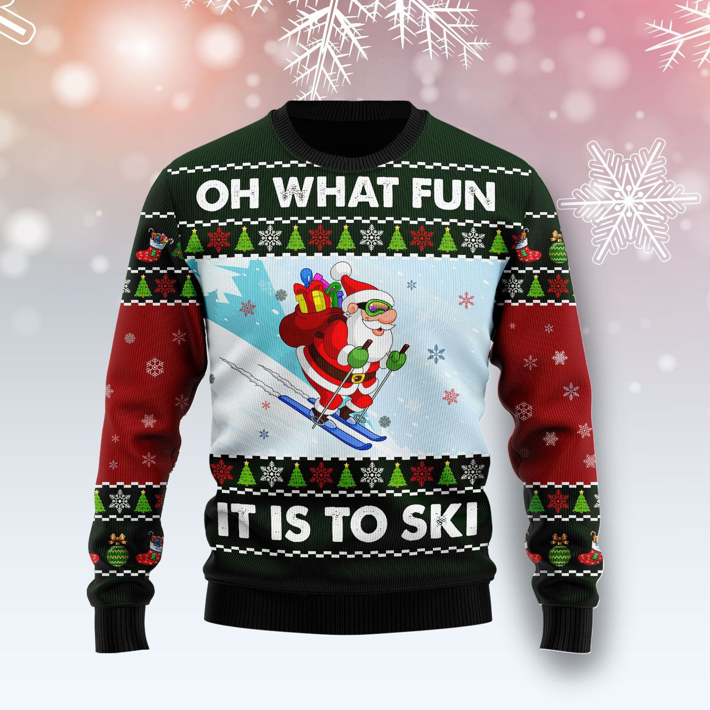 Skiing Oh What Fun Ugly Christmas Sweater, Perfect Holiday Gift
