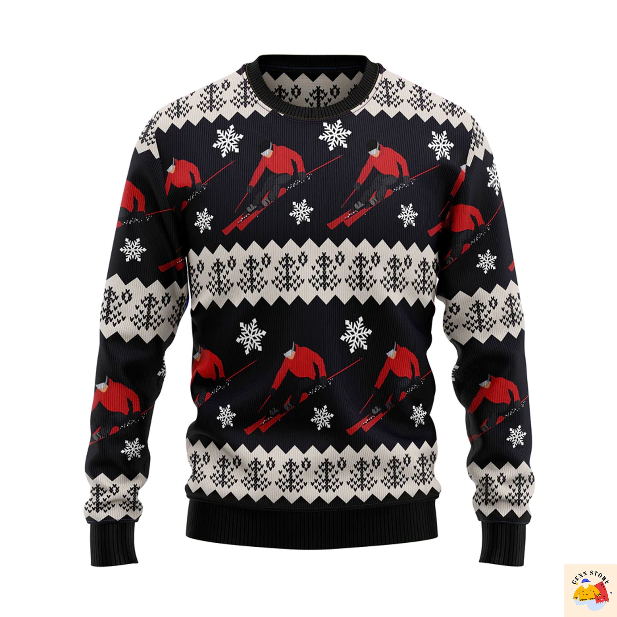 Skiing Ugly Christmas Sweater