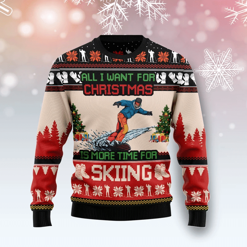 Skiing Ugly Christmas Sweater, Perfect Holiday Gift