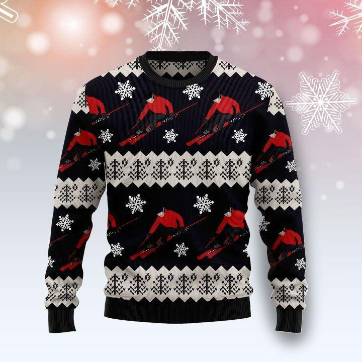 Skiing Ugly Christmas Sweater, Perfect Holiday Gift