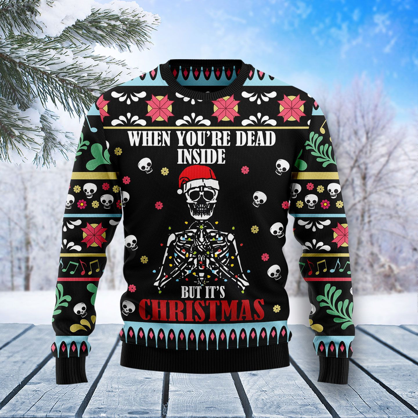 Skull Christmas Inside Ugly Christmas Sweater, Perfect Holiday Gift
