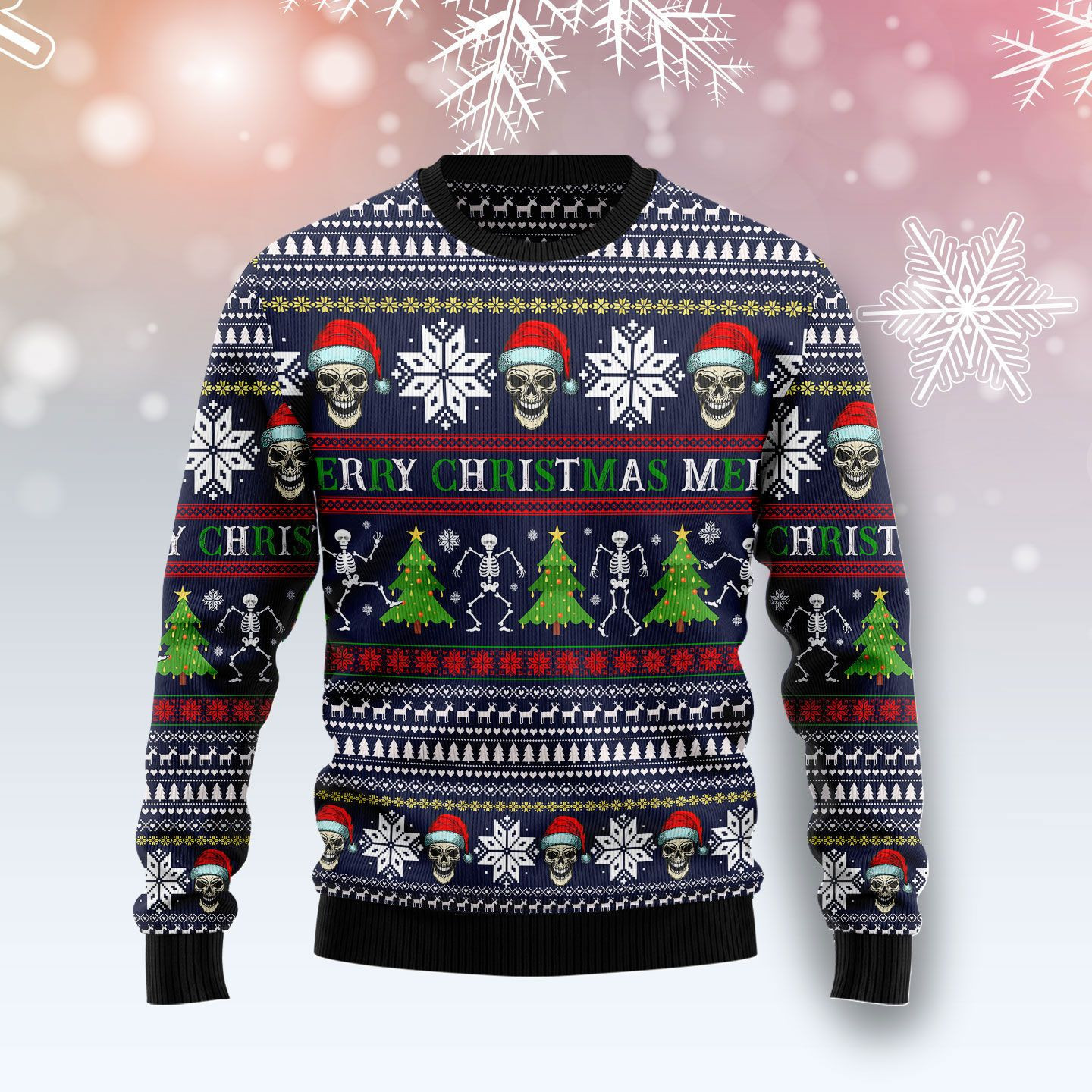 Skull Christmas Ugly Christmas Sweater, Perfect Holiday Gift